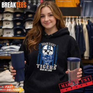 Skull Damn Right I'm a Detroit Tigers Baseball Fan Win Or Lose US Flag T-Shirt 1